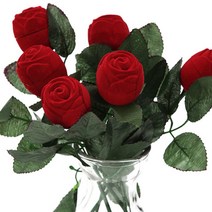 SINPAID 쥬얼리 케이스 반지 귀걸이 목걸이 커플 선물 발렌타인 상자 보석 박스 포장 조화꽃 장미 화이트 데이 사과 딸기 보관함 보석함, 장미(핑크)