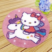 펀치니들 프랑스 스킬자수 DIY키트, ZD036 목마 KITY, 45cm 컬러 인쇄망