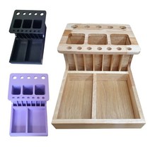 헤어815/원목 정리함 미용가위 화장대 미용실 트레이 츄레이 정리함 롤브러쉬꽂이 미용가위집 화장대 수납 미용도구 정리함, 보라