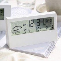 투명 유리 온습도계 화이트 날씨 습도 온도 요일 날짜 시계 습도계 온도계