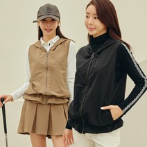 제이투제이 제이투제이 빅사이즈 여성골프웨어 스트링 후드 집업조끼 국내생산