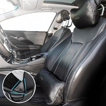 본투로드 국산 차량용 코지 트리플 요추쿠션 목베개 알칸타라 목쿠션 헤드 목 등 쿠션, 도트레더_네이비