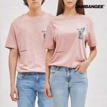 유니 기획 전사프린트 반팔 티셔츠 인디안핑크 AK2WTS96-IP
