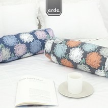 [에르데] 썬플라워 원형 베개커버 / 해바라기 꽃무늬 높고 둥근 베개 / 동그란 베갯잇 / 단단한 원형솜