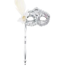 스틱 하프 페이스 마스크 마스크를위한 이브닝 홍보 마스크 가장 무도회 마스크, 은