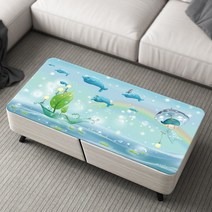 테이블 보 식탁 매트 방수 오염 방지 소프트 플라스틱 글라스 쿠션 TV 매트 거실 주방, 90x90cm, KT1 - 돌고래 판타지