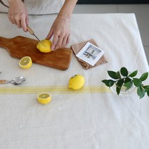 슈가맘 친환경 TPU 린넨 방수식탁보 테이블보 2인~6인 길이추가 가능, 2인 교자상(95x115), 옐로