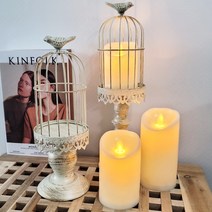 빈티지 엔틱 새장 코렐 캔들 홀더 티라이트 유리 인테리어촛대 오브제 장식품, 새장캔들홀더