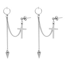 이츠굿텐 십자가 남성 귀걸이 귀찌 피어싱 남녀공용 귀안뚫는 남자 기본 실버 체인 earring