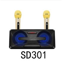 듀엣 노래방 SD306 플레이어 SDRD 블루투스 마이크 2개 듀얼 휴대용 무선 세트 캠핑 야유회 차량용 홈파티 집들이스피커, SD301블랙