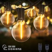 캠핑오징어등 스트링라이트 오징어등 야외 LED G40 Ball String Lights Waterproof Outdoor Garden Garland Terrace Pub Chris, 7.5 M-15lights+220V-EU Plug