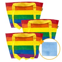 행주증정 이케아 스토르스톰마 무지개 장바구니 13L 타포린백 가방 수납 시장 마트 보관, 3개