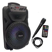 Iburst 휴대용 블루투스 PA 스피커 시스템 600W 충전식 야외 서브우퍼 마이크 입력 파티 조명 USB 라디오 마이크 + 원격 스테레오 라우드 사운드 (IB55), IB55