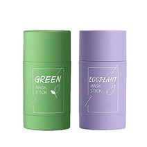 SUREYOULiKE 2 Pcs Green Tea and Egg Plant Purifying Clay Stick Mask Oil Control 녹차 오일 컨트롤 세정 고체 마스크