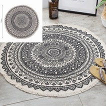 북유럽 페르시안 린넨 러그 120CM 블랙 원형러그 프렌치러그