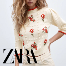 ZARA 자라 콜레리 원터 플라워 자수 스웨터