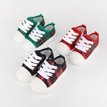 새끼발바닥 체크레이스업 스니커즈