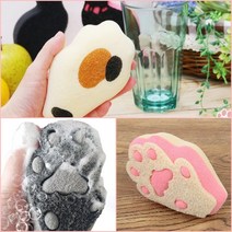 버블수세미 주방용수세미 거품수세미 앙증맞은 고양이 발바닥모양 수세미, 블랙