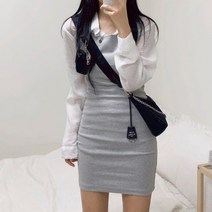 [당일발송/국내제작/1+1할인] 여친룩 미니 스퀘어원피스 유니크한 슬림라인