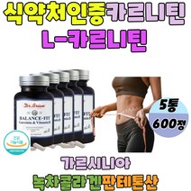 식약처인증 미국직수입 엘카르니틴 L-카르니틴 가르시니아 L-carnitin 카르티닌 내장지방 체지방 감소도움 뱃살 허벅지 아랫배 다이어트, 5통