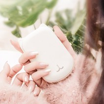1 1 귀여운 고양이 캐릭터 충전식 손난로 양면발열 usb c타입 충전용 골프장 전기 전자핫팩 보조배터리 휴대용 KC인증 어린이 커플 연인 졸업 입학 크리스마스 선물용, 화이트 핑크