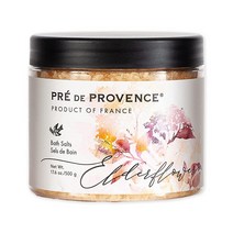 Pre de Provence 프리드프로방스 Provincial Collection 럭셔리 & 수딩 목욕 소금 499g(17.6온스) 엘더플라워 324937, 499g