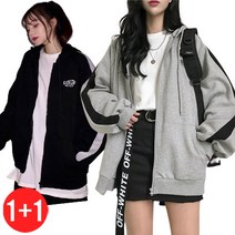 리더스타 당일발송 1+1 여성점퍼 기모 루즈핏 점퍼 후드집업 집업류