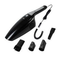 5개의 부착물이 있는 12V 유선 자동차 진공 청소기 휴대용 고출력 120W 강력한 흡입 경량 소형 습식 및 건식 사용, 검은색, ABS 플라스틱