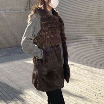 풀무드 라쿤 폭스 리얼 퍼 베스트 겨울 모피 조끼 여성 하객룩 퍼자켓 데일리룩 럭셔리룩