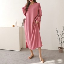 [바보사랑] 여자 봄 가을 데일리 박시핏 옆트임 맥시 롱 원피스[옷자락]