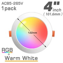 블루투스 호환 다채로운 스팟 LED 천장 램프 오목한 라운드 라이트 스마트 홈 조명기구 RGB 조광 가능 통 110V 220V, 4 Lnch WarmWhite RGB