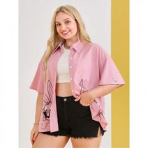 루니툰즈 굿즈 TUNES X 빅 사이즈 카툰 패턴 드롭 숄더 셔츠 sf2301318178863688