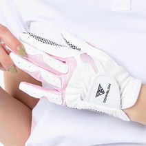 여성 논슬립 합피 가죽 양손 골프 장갑 골프웨어 젊은골프웨어 골프연습, 핑크