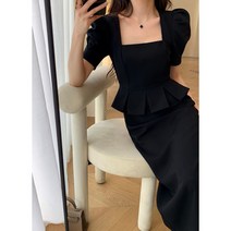 결혼식하객룩 5월 상견례 옷차림 블랙 원피스 여성 여름 스퀘어넥 오피스룩