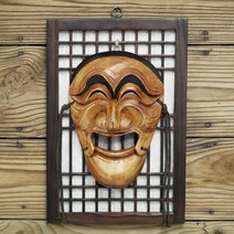 하회탈 액자 전통 공예 옛날 장식 소품 공예품 한국 선물 기념품 외국인선물, B/하회탈(대) 문살액자1형-부네탈