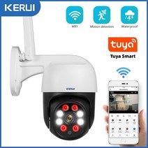 가정용감시카메라 실외용 무선와이파이cctv ip카메라 kerui 1080p 3mp ptz wifi 무선 tuya 스마트 홈 보안 4x 디지털 줌 돔 비디오, 1080p 및 128GB 카드, 협력사, 영국 플러그