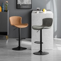 가죽 높은식탁의자 다이닝체어 벤치 아일랜드홈바의자, 회색 높이조절 60ㅡ80CM 블랙프레임