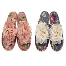 레이스 플라워 엘레강스 슬리퍼 거실실내화 층간소음방지, 그레이