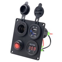 캠핑카 전기 컨트롤 박스 컨트롤러 판넬 스위치 미니, 스위치 + 4.2A 듀얼 usb+전압계+12V