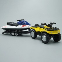 자전거트레일러 1:50 제트 스키 트레일러 어린이 선물로 다이 캐스트 금속 모델 장난감 쿼드 ATV, 02 yellow