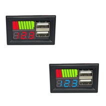 차압계 USB 5V 2.4A 자동차 전압계 패널 12V-24V 3S-7S 리튬 배터리 용량 표시기 전원 테스터 이온 납산, 02 파란