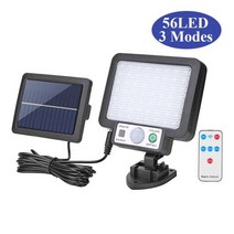 100/120COB 태양 벽 램프 3 모드 방수 모션 센서 정원 가로등 보안 조명 태양광, 한개옵션1, 10 56LED Remote 3Modes