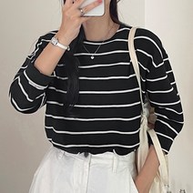 [마이더스비] 에티 스트라이프 자가드 티셔츠