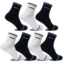 PGA 골프양말 골프 양말 압박쿠션 논슬립 7켤레 중목 026, PGA-15 남／화이트 7켤레