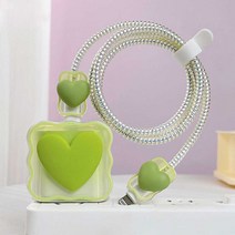 애플전용 충전기 케이블 꾸미기 단선방지 충전케이블 보호캡, 충전기꾸미기 하트그린, 1개