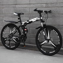 접이식 산악 자전거 여성용 스피드 시프터 성인 남성용 사이클링 오프로드 학생 경량, 27단, 26인치, 하얀 꽃 이 있는 세 개의 칼날