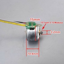 BLDC 서보 소형 스텝 스테핑 감속모터 감속기 엔코더 마이크로 15mm dc 2상 4선식 스테퍼 모터 소형 유선 스테핑 모터 저항 20옴 18도(19t 0.15m 금속 기어, 없음