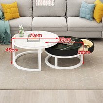 북유럽 거실 테이블 세라믹 원형 티테이블 소파 마블 대리석 철제 벤스 골드 인테리어, 화이트70*블랙50( 서랍장)