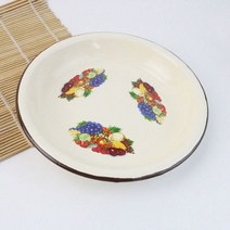 디저트 예쁜 카페접시 유럽과 미국의 두꺼운 에나멜 접시 클래식 인쇄 차가운 20/22/24/26 cm 대형 식기, 21.5cm Style 1