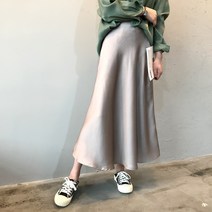 아이엠몽 여성 봄 가을 겨울 실크 새틴 머메이드 롱 스커트 가또